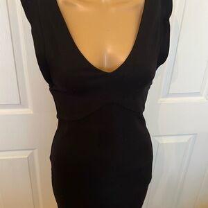Zara szS/M black sleeveless deep V fitted dress.